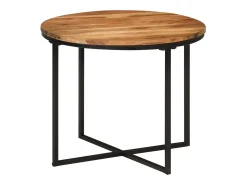 Mesa de centro de madera maciza de acacia y hierro 35x35x30 cm