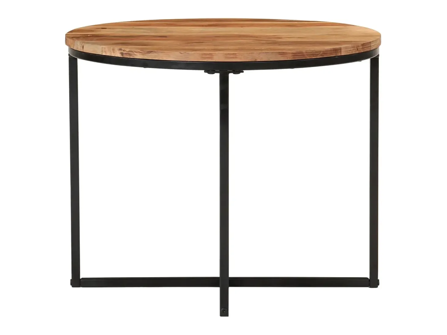 Mesa de centro de madera maciza de acacia y hierro 35x35x30 cm