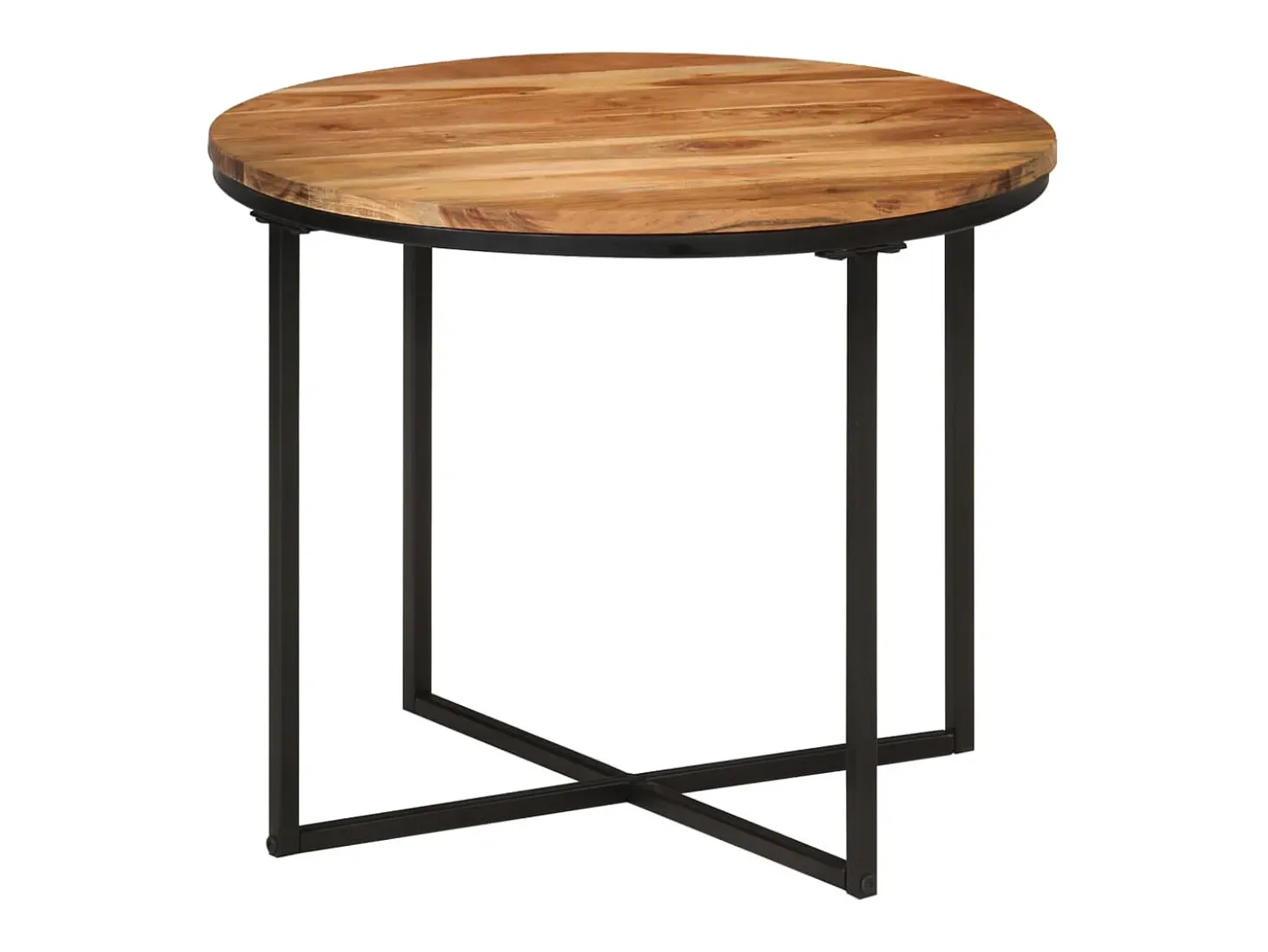 Mesa de centro de madera maciza de acacia y hierro 35x35x30 cm