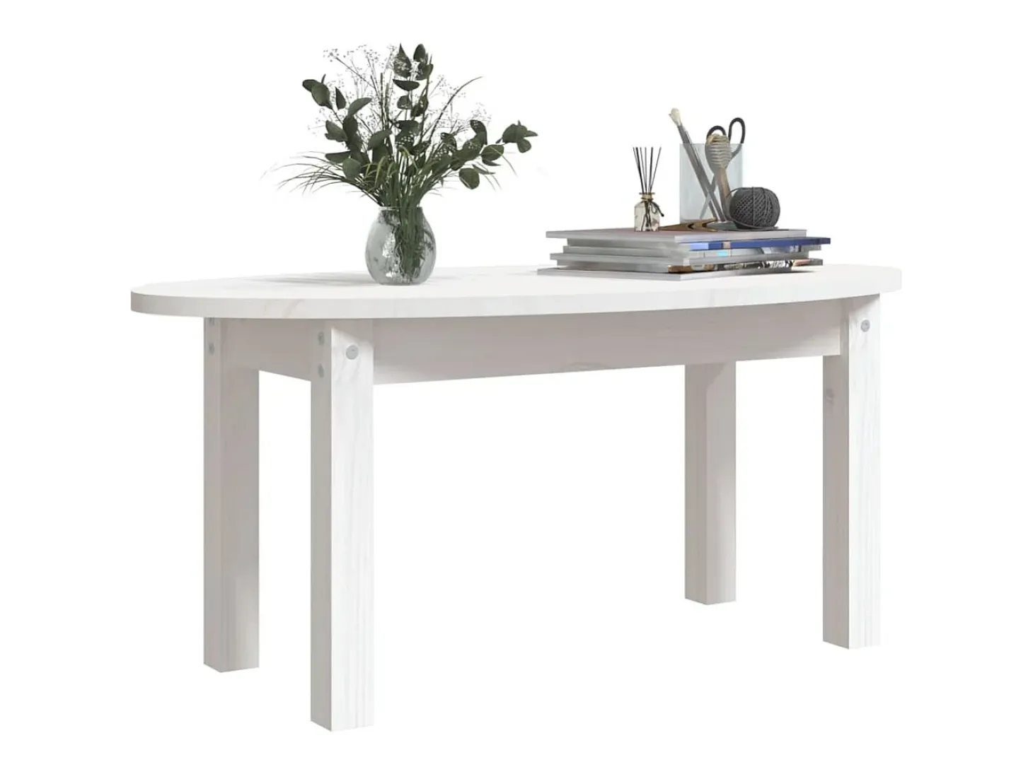 Mesa de centro de madera maciza de pino blanco 80x40x35 cm