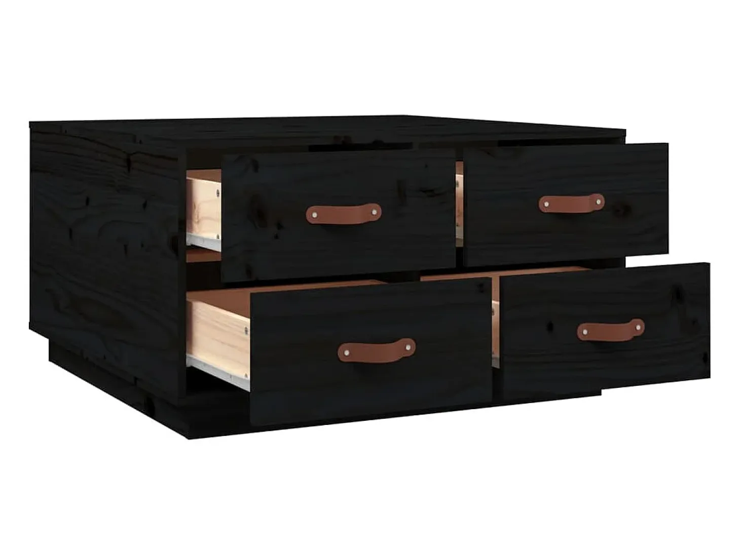 Mesa de centro de madera maciza de pino negro 80x80x45 cm