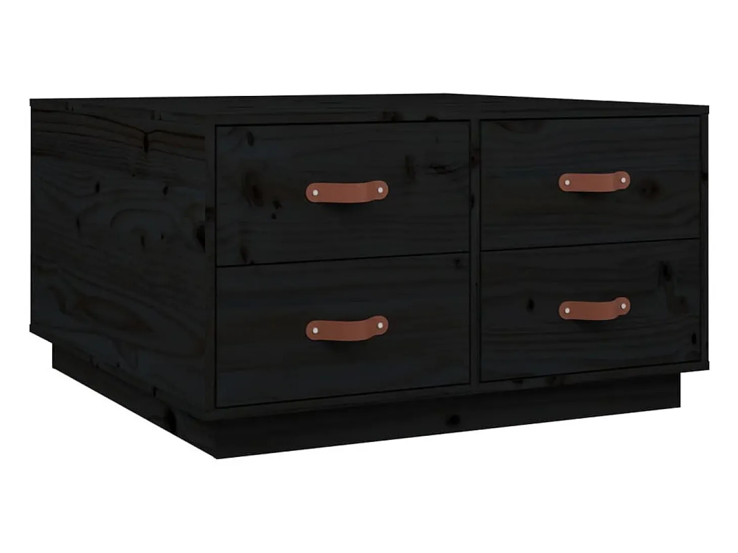 Mesa de centro de madera maciza de pino negro 80x80x45 cm