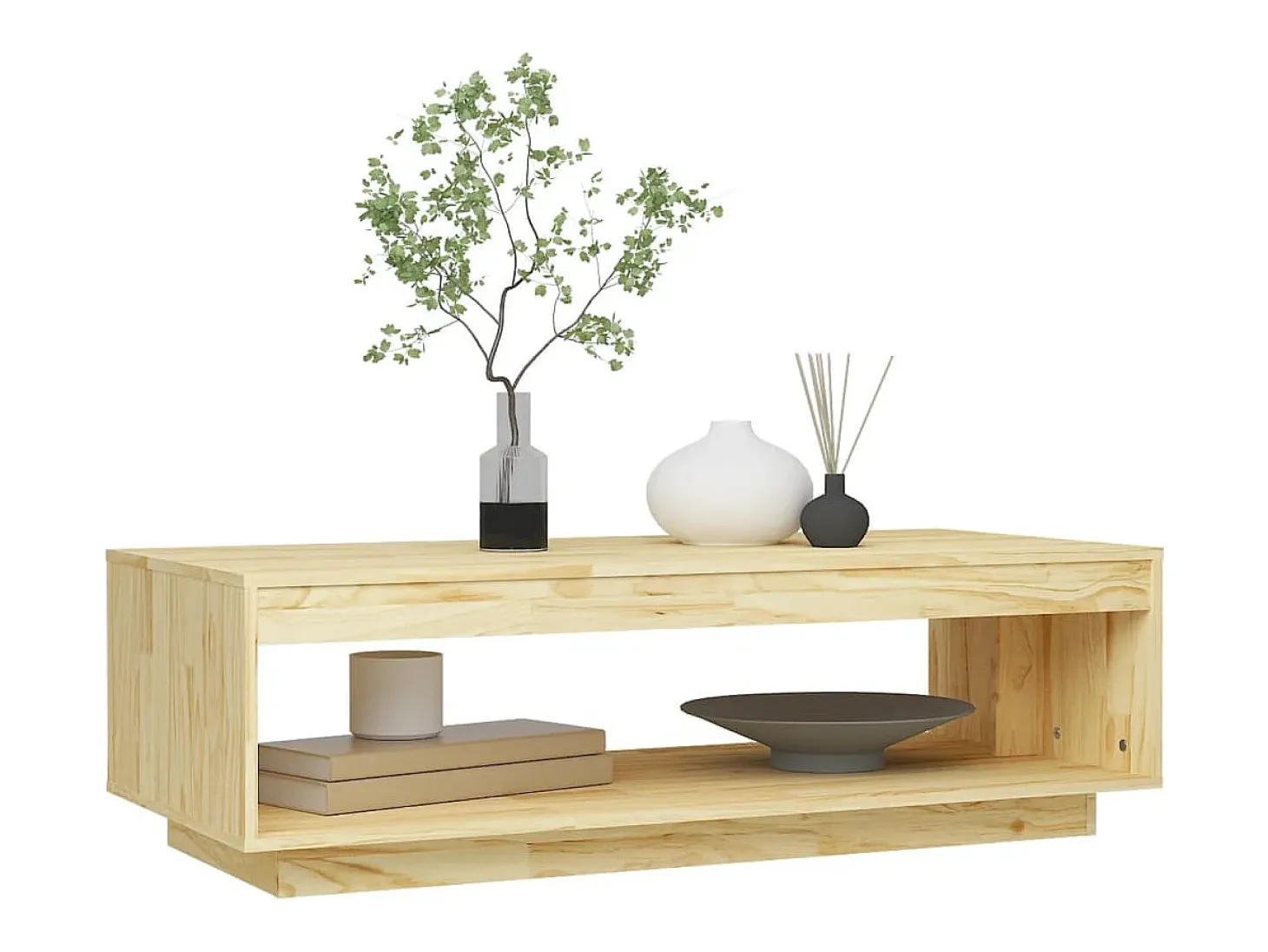 Mesa de centro de madera maciza de pino 110x50x33,5 cm