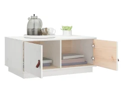 Mesa de centro de madera maciza de pino blanco 80x50x35 cm