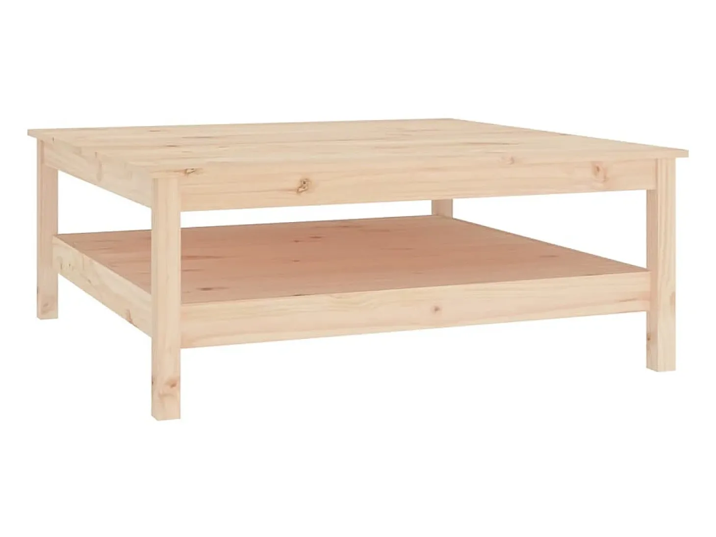Mesa de centro de madera maciza de pino 100x100x40 cm