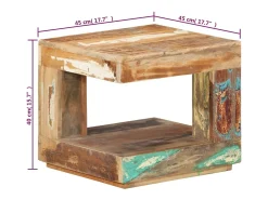 Mesa de centro de madera maciza reciclada 45x45x40 cm