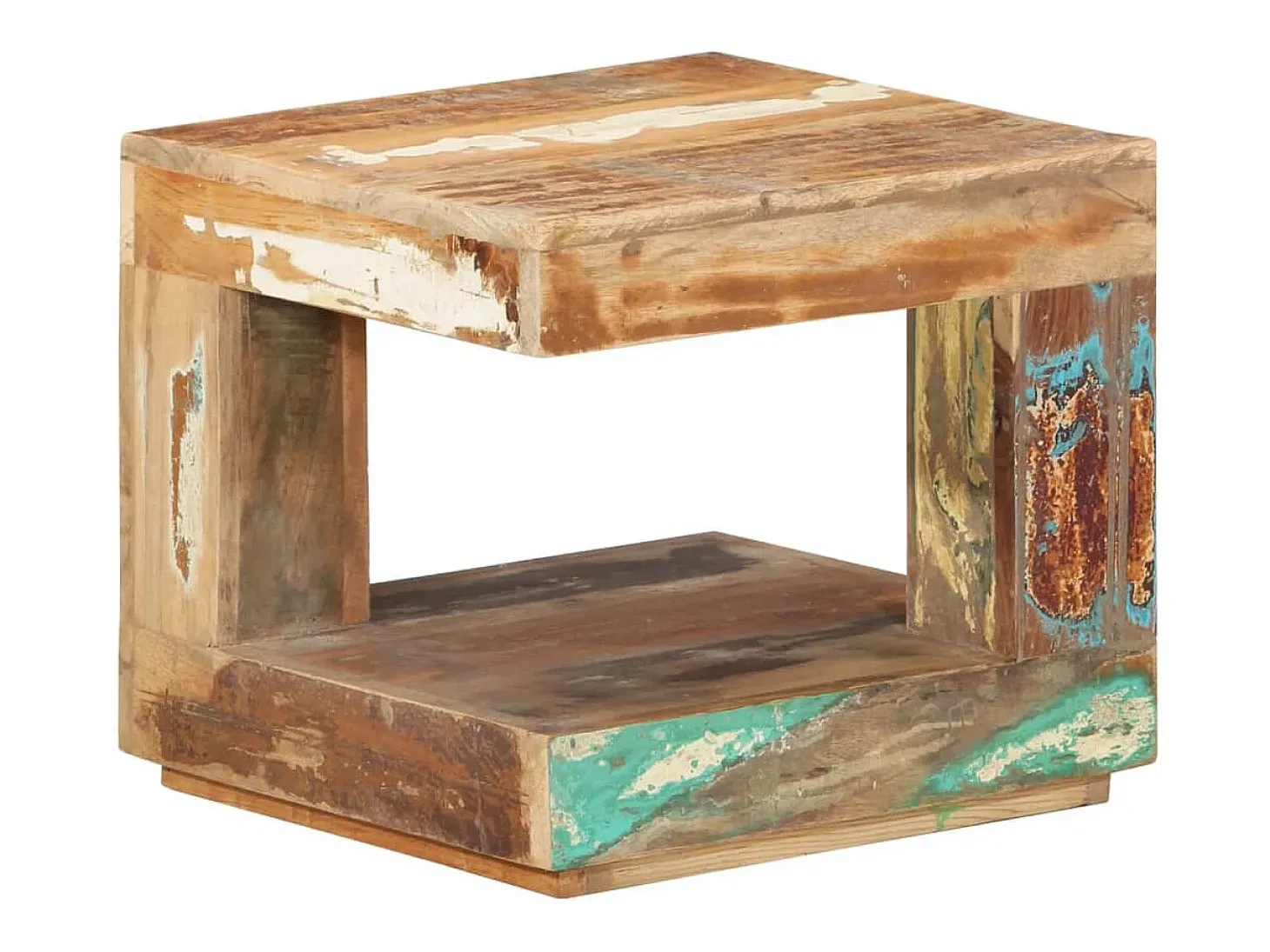 Mesa de centro de madera maciza reciclada 45x45x40 cm