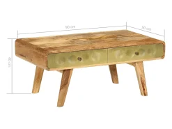 Mesa de centro de madera maciza de mango 90x50x40 cm