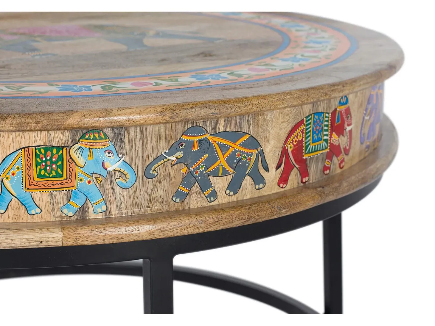 Mesa de centro de madera de mango y metal multicolor
