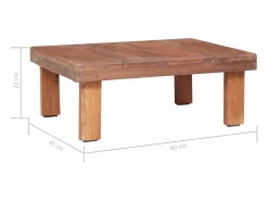 Mesa de centro de madera maciza reciclada 60x45x23 cm