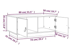 Mesa de centro de madera maciza de pino negro 80x50x35 cm