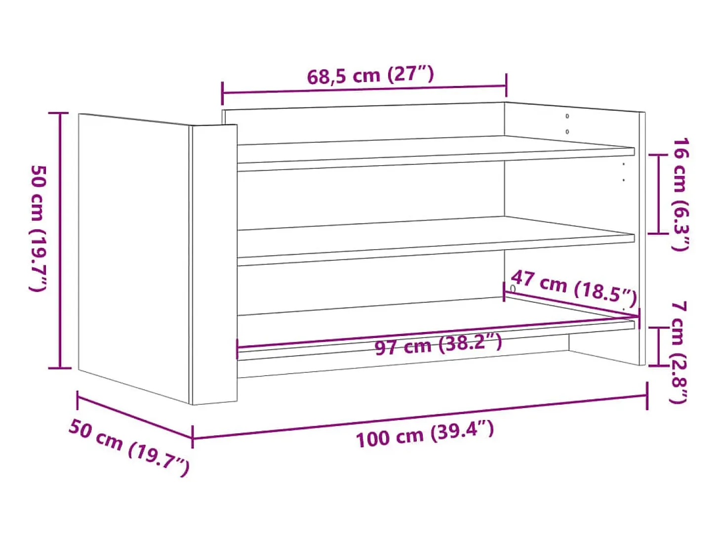 Mesa de centro de madera de ingeniería blanca 100x50x50 cm