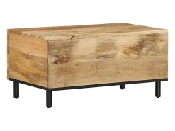 Mesa de centro de madera maciza de mango 80x50x40 cm