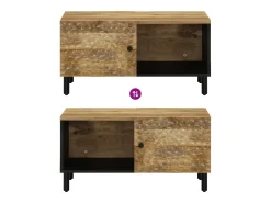 Mesa de centro de madera maciza de mango 80x50x40 cm