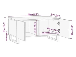 Mesa de centro de madera maciza de mango blanca 80x51x40 cm
