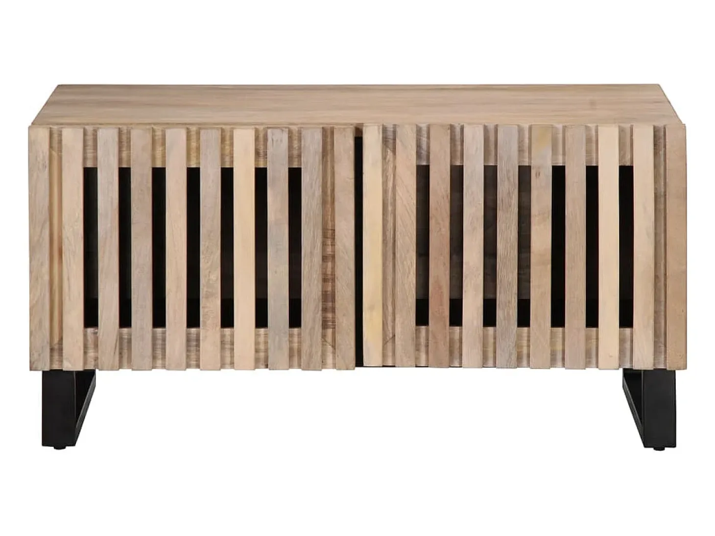 Mesa de centro de madera maciza de mango blanca 80x51x40 cm
