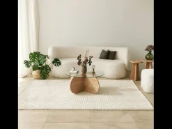 Mesa de centro de madera con tapa de cristal RIBE