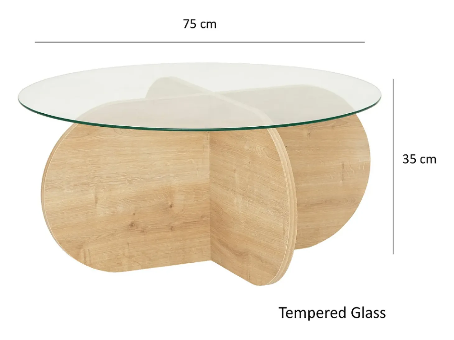 Mesa de centro de madera con tapa de cristal RIBE