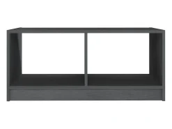 Mesa de centro de madera maciza de pino gris 75x50x33,5 cm