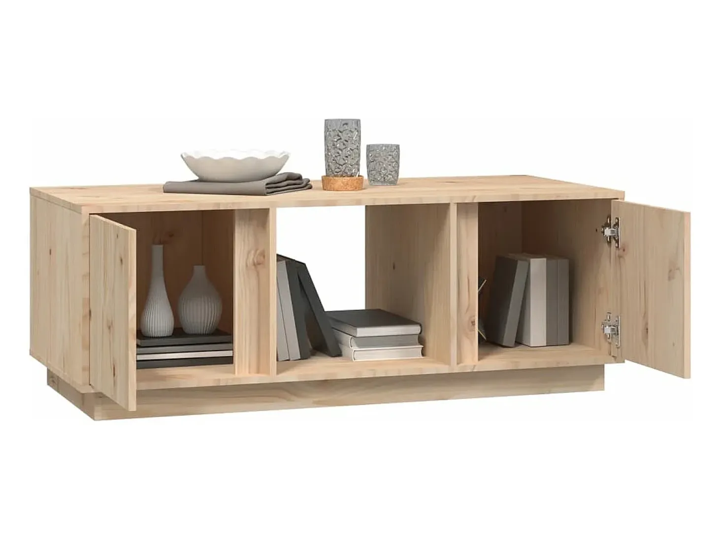 Mesa de centro de madera maciza de pino 110x50x40 cm