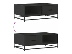 Mesa de centro de madera ingeniería y metal negro 90x57x35 cm