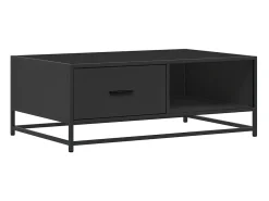 Mesa de centro de madera ingeniería y metal negro 90x57x35 cm