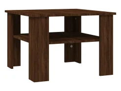 Mesa de centro de madera contrachapada roble marrón 60x60x42 cm