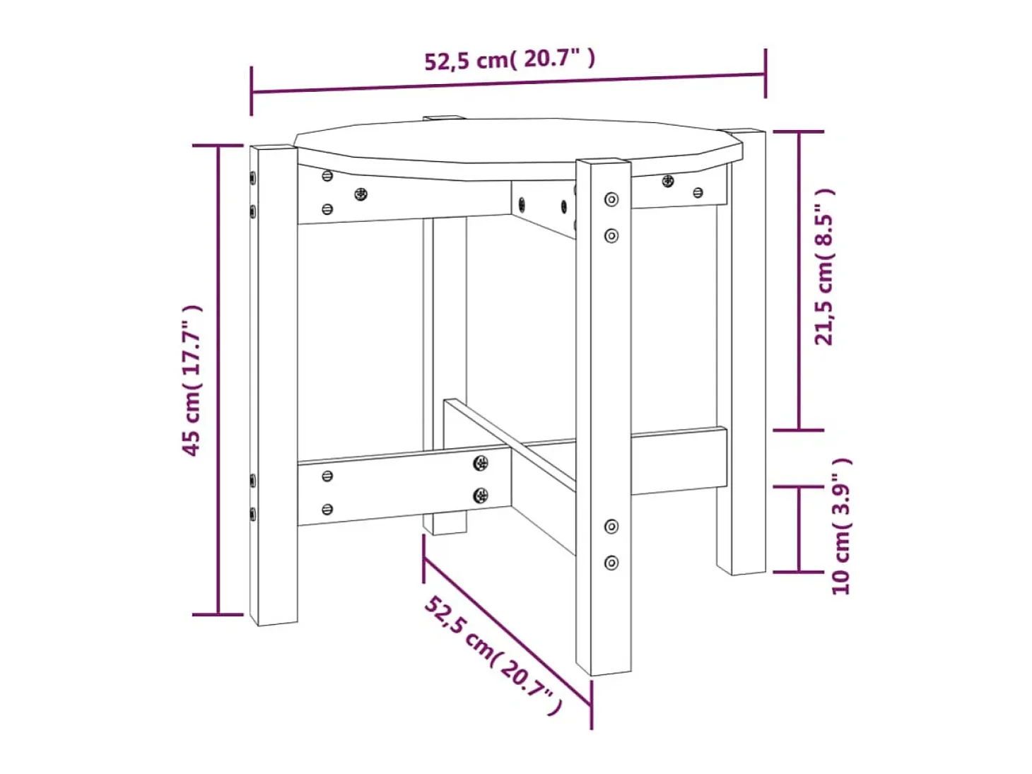 Mesa de centro de madera maciza de pino blanco Ø52,5x45 cm