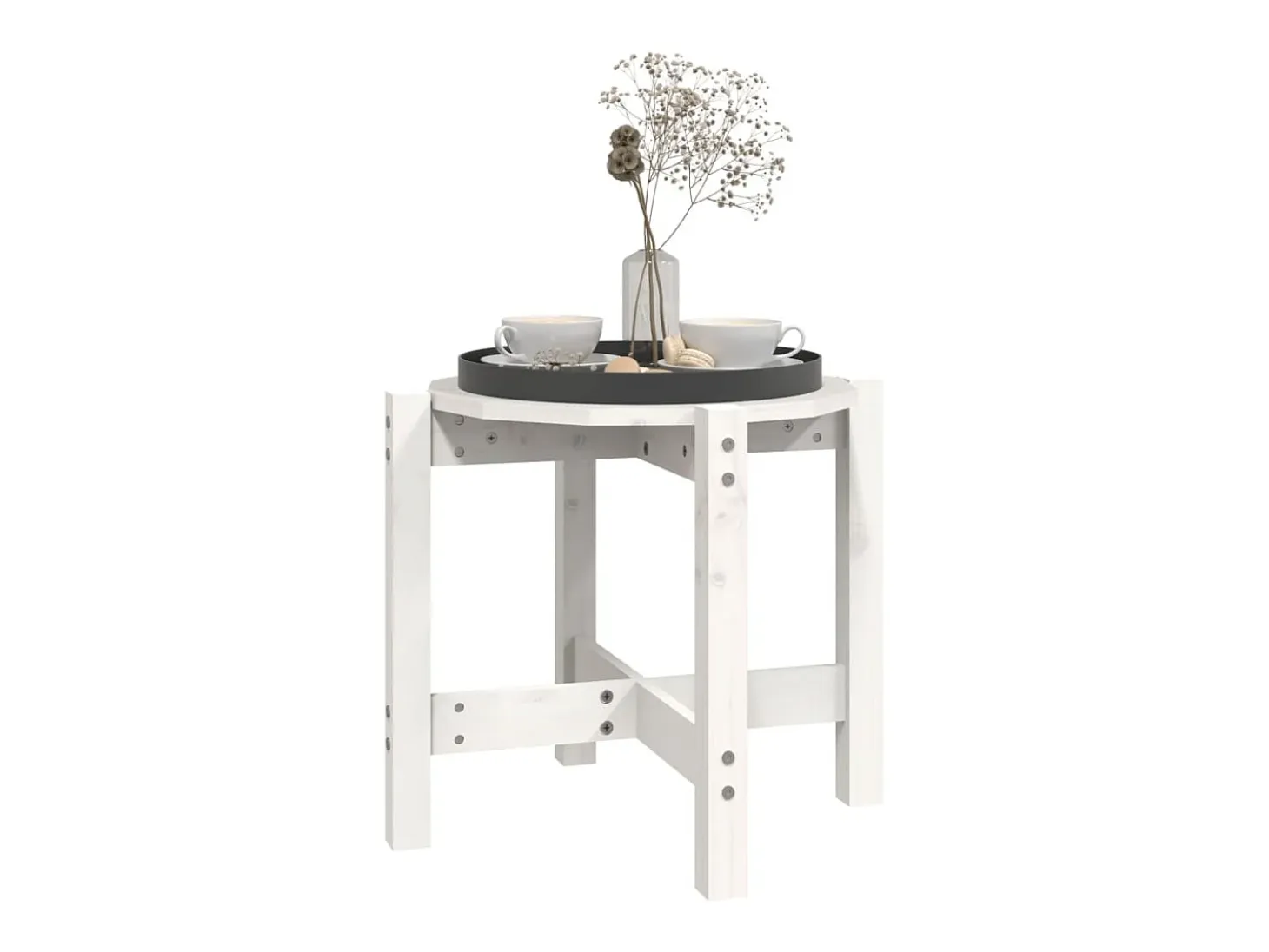 Mesa de centro de madera maciza de pino blanco Ø52,5x45 cm
