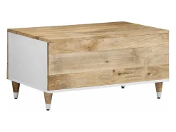 Mesa de centro de madera maciza de mango 80x50x40 cm
