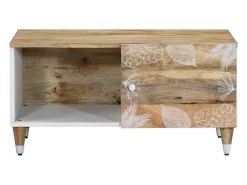 Mesa de centro de madera maciza de mango 80x50x40 cm
