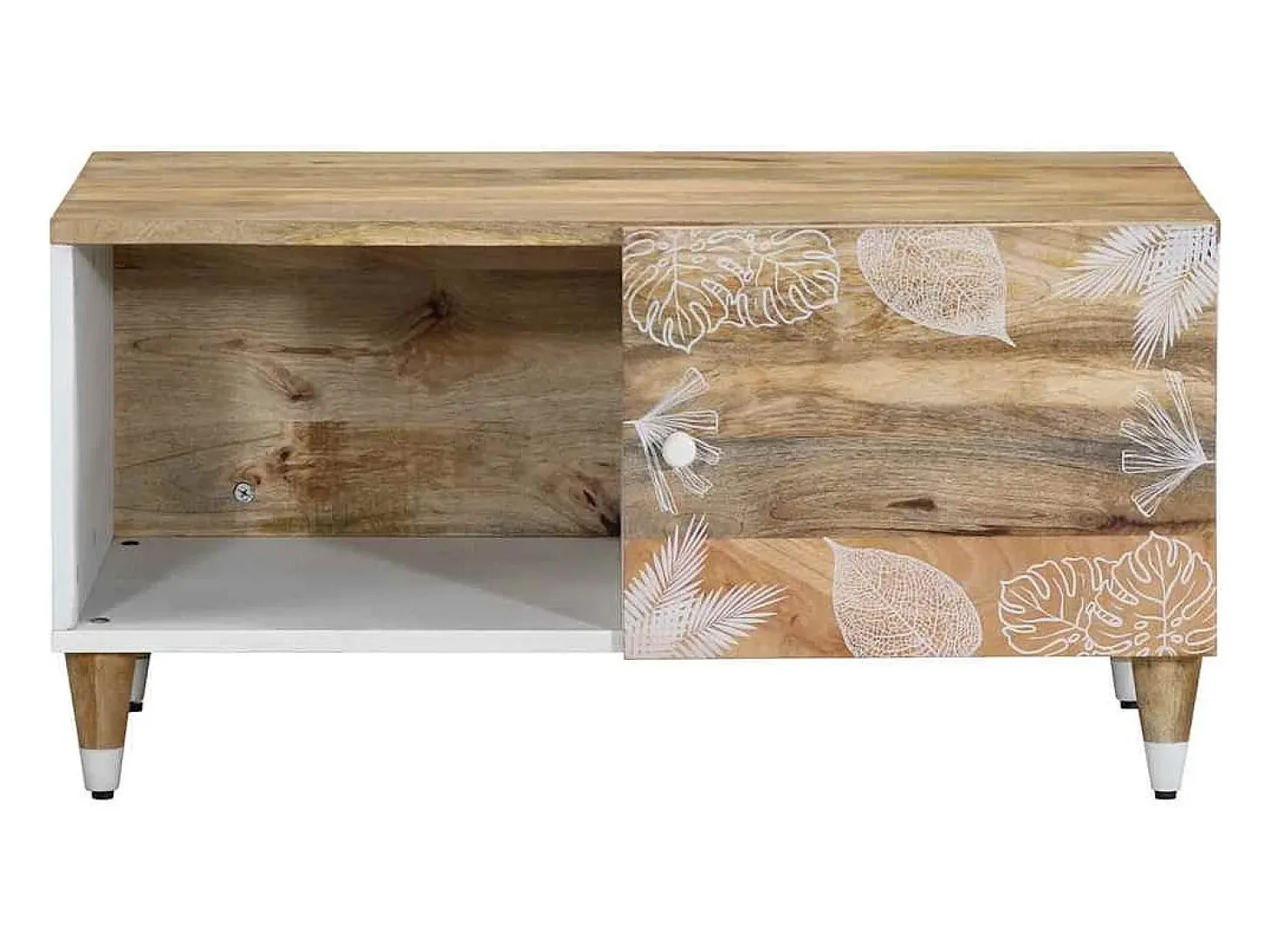 Mesa de centro de madera maciza de mango 80x50x40 cm
