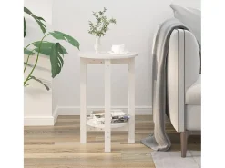 Mesa de centro de madera maciza de pino blanco Ø40x60 cm
