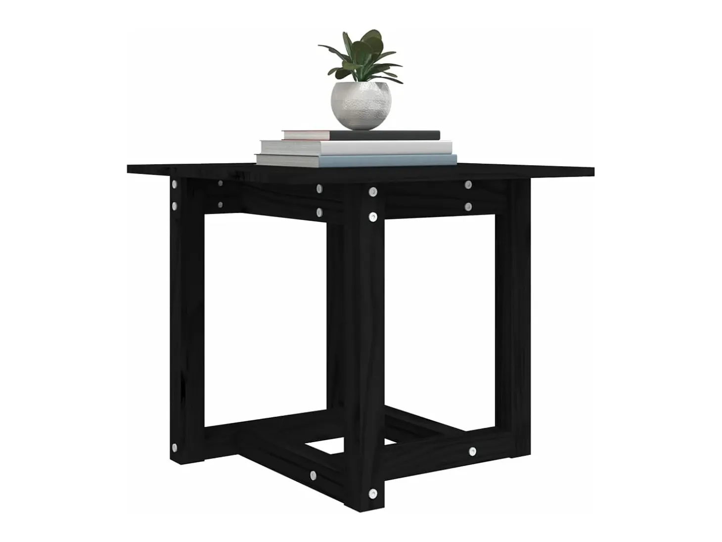 Mesa de centro de madera maciza de pino negro 50x50x45 cm