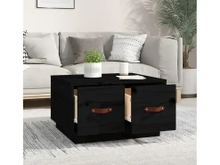 Mesa de centro de madera maciza de pino negro 60x53x35 cm