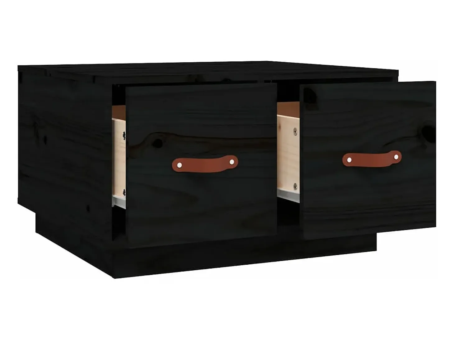 Mesa de centro de madera maciza de pino negro 60x53x35 cm