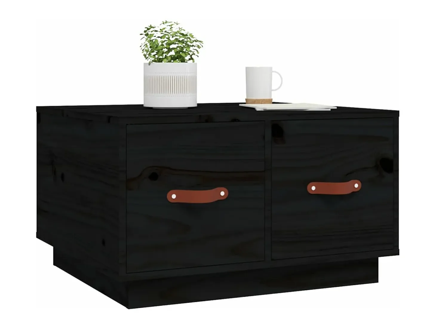 Mesa de centro de madera maciza de pino negro 60x53x35 cm