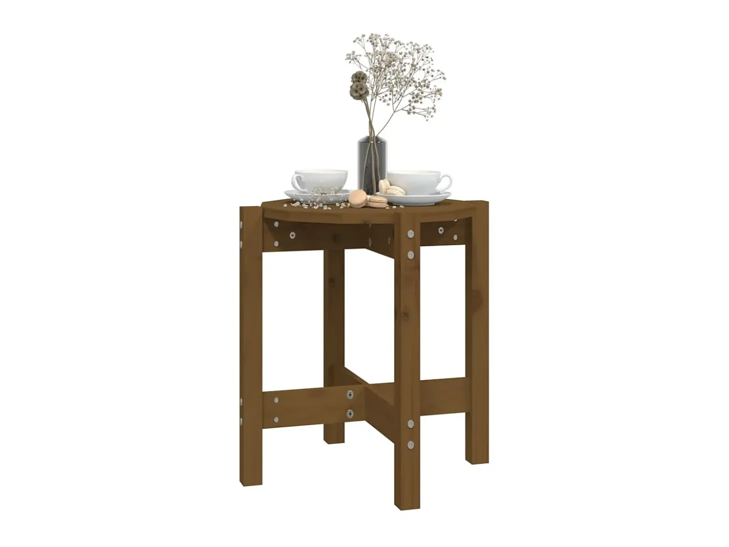 Mesa de centro de madera maciza de pino marrón miel Ø42,5x45 cm ES28882
