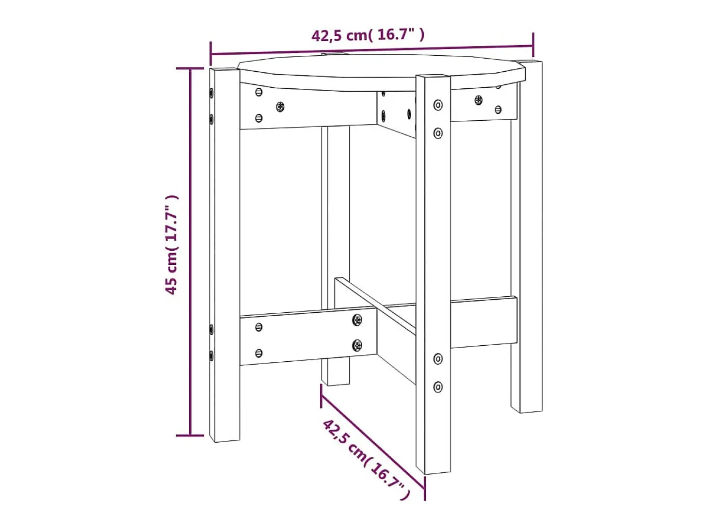 Mesa de centro de madera maciza de pino blanco Ø42,5x45 cm