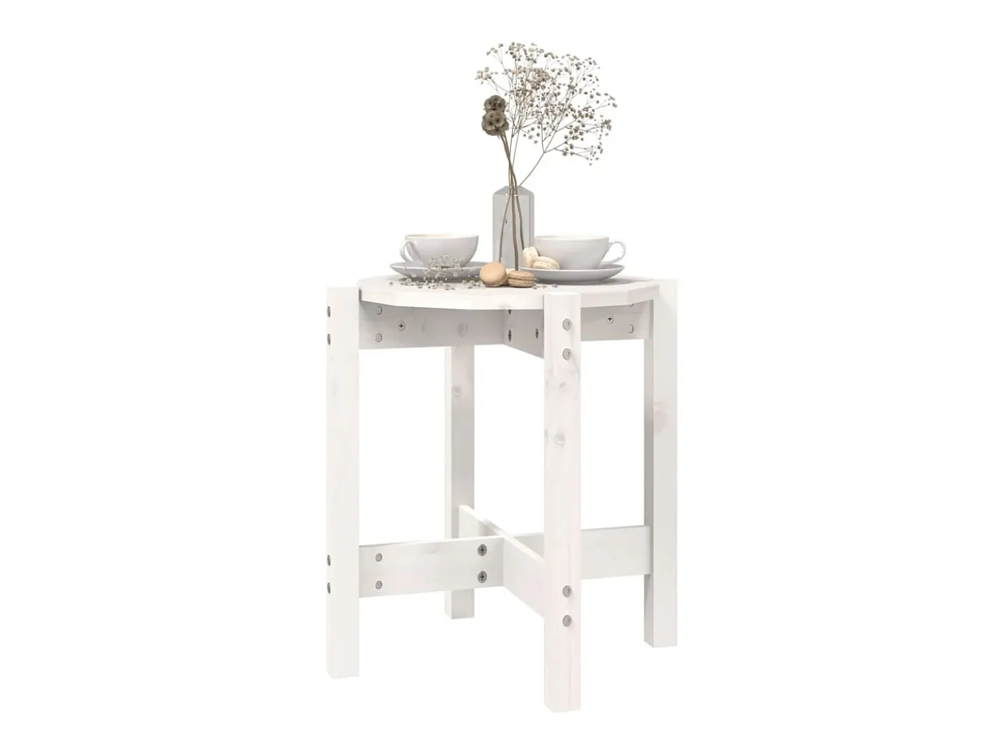 Mesa de centro de madera maciza de pino blanco Ø42,5x45 cm