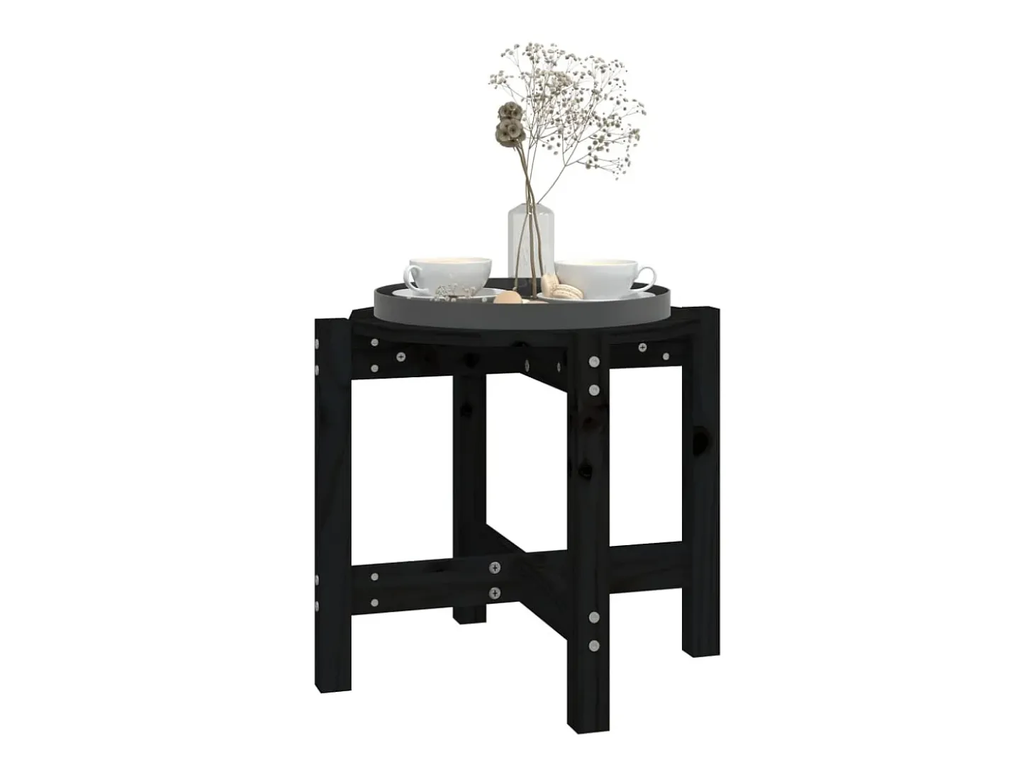 Mesa de centro de madera maciza de pino negro Ø52,5x45 cm