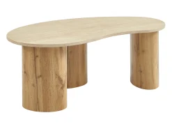 Mesa de centro de MDF - Efecto travertino beige y natural claro - ALOZYA