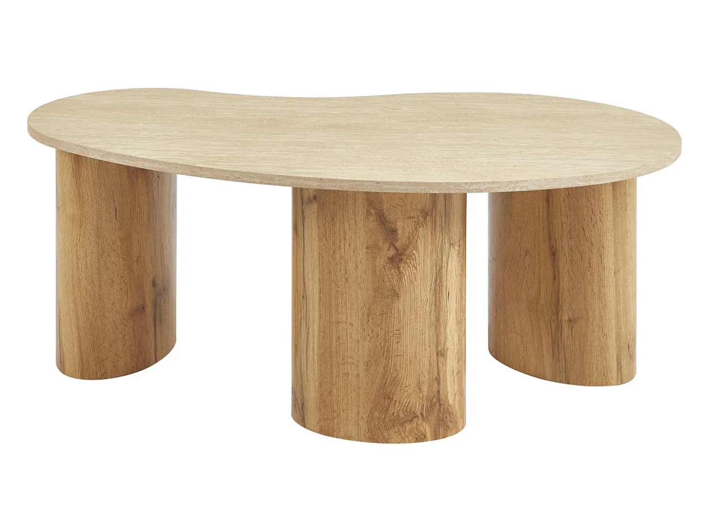 Mesa de centro de MDF - Efecto travertino beige y natural claro - ALOZYA