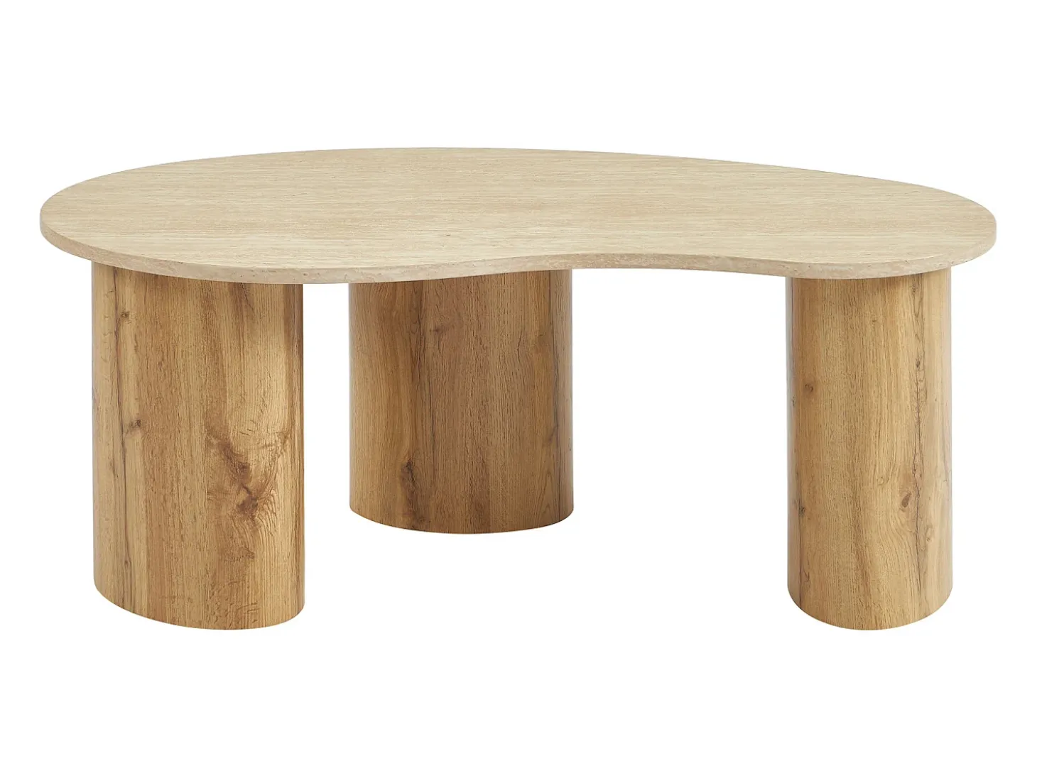 Mesa de centro de MDF - Efecto travertino beige y natural claro - ALOZYA