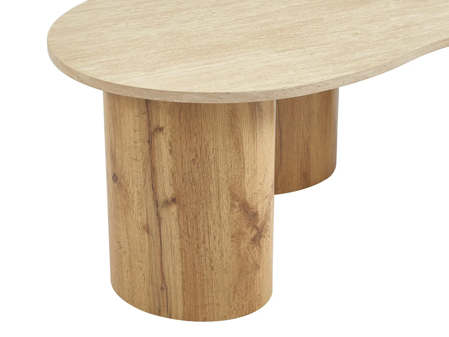 Mesa de centro de MDF - Efecto travertino beige y natural claro - ALOZYA