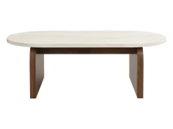 Mesa de centro de MDF - Efecto travertino y natural oscuro - ELRADA