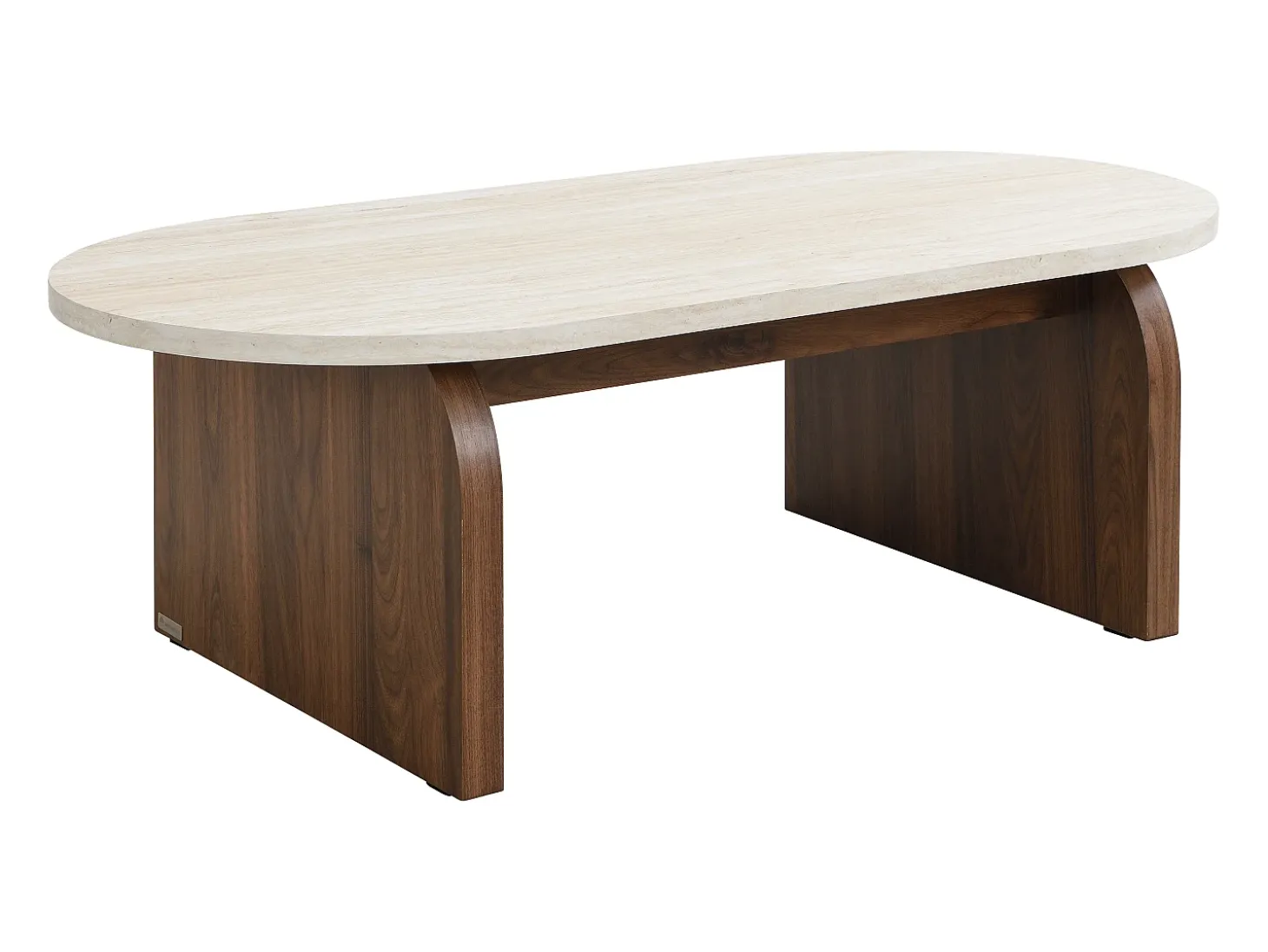 Mesa de centro de MDF - Efecto travertino y natural oscuro - ELRADA