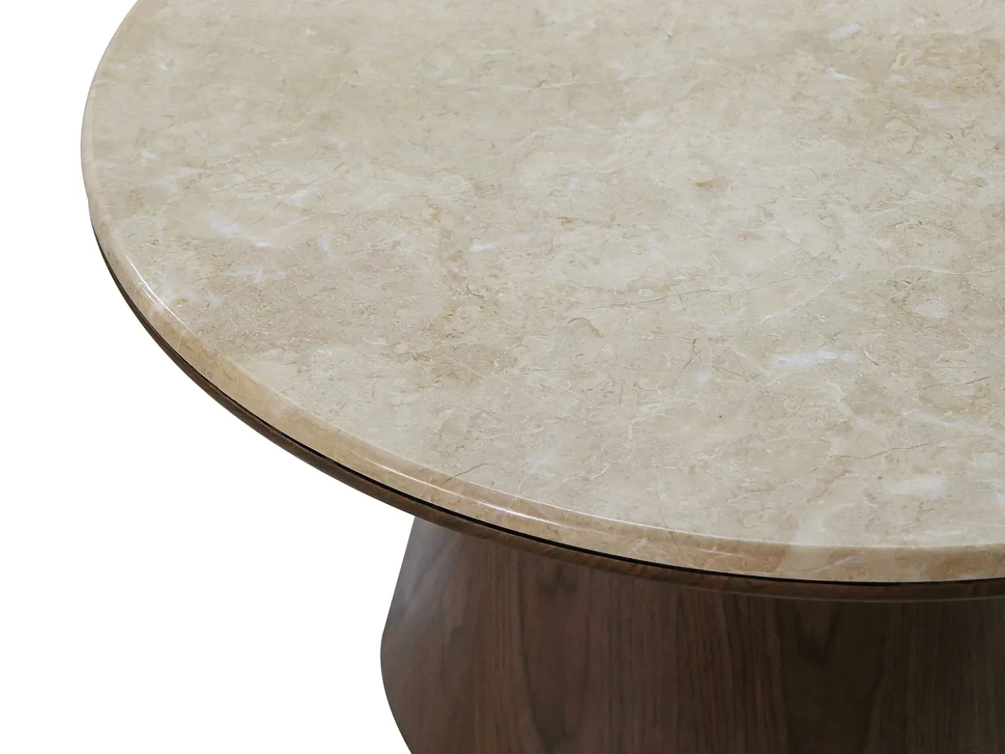 Mesa de centro de mármol y chapa de nogal - Beige y natural oscuro - SADURA