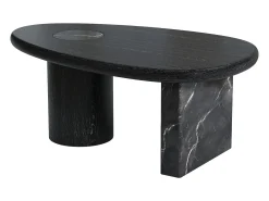 Mesa de centro de mármol y chapado de roble - Negro - MARSULA