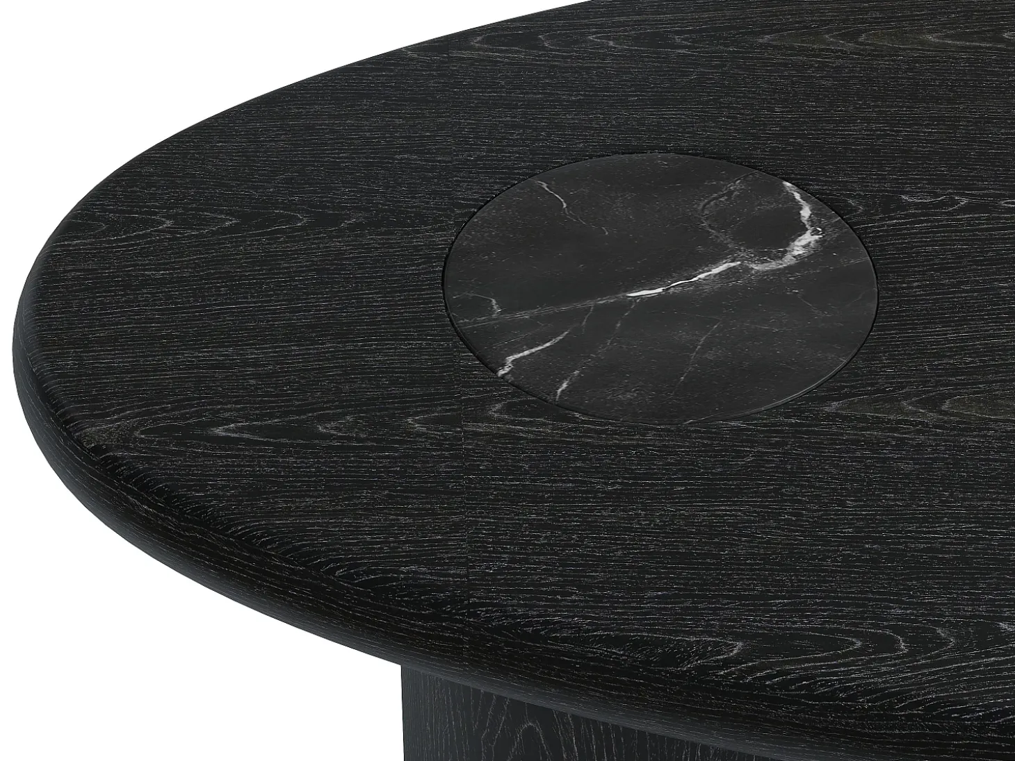 Mesa de centro de mármol y chapado de roble - Negro - MARSULA